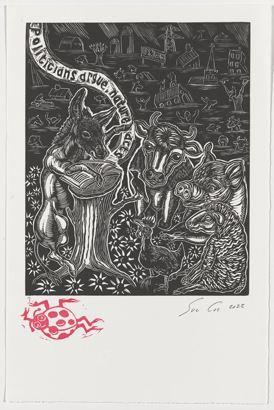 Politicians Argue, Sue Coe, 2022