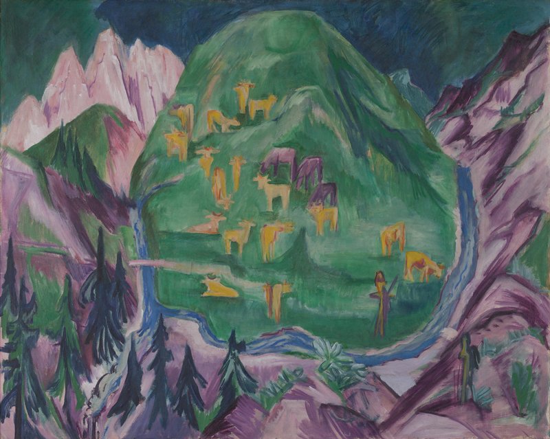 Mountain with Cattle, Ernst Ludwig Kirchner, 1918