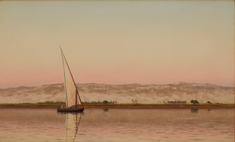 Lone Felucca at Dusk near Roda along the Nile, Lockwood de Forest, c. 1876