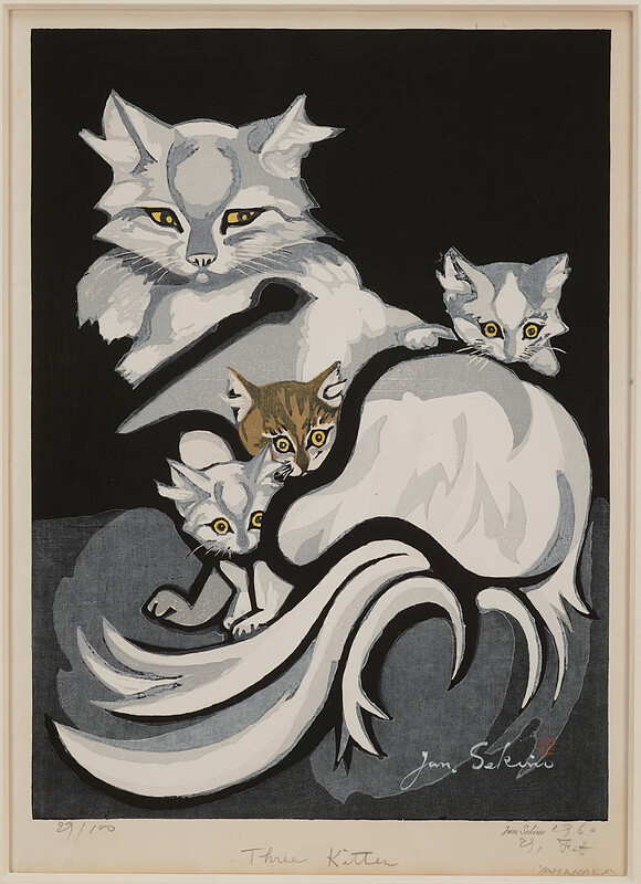 Cat and Three Kittens, Sekino Jun'ichirō, 1960