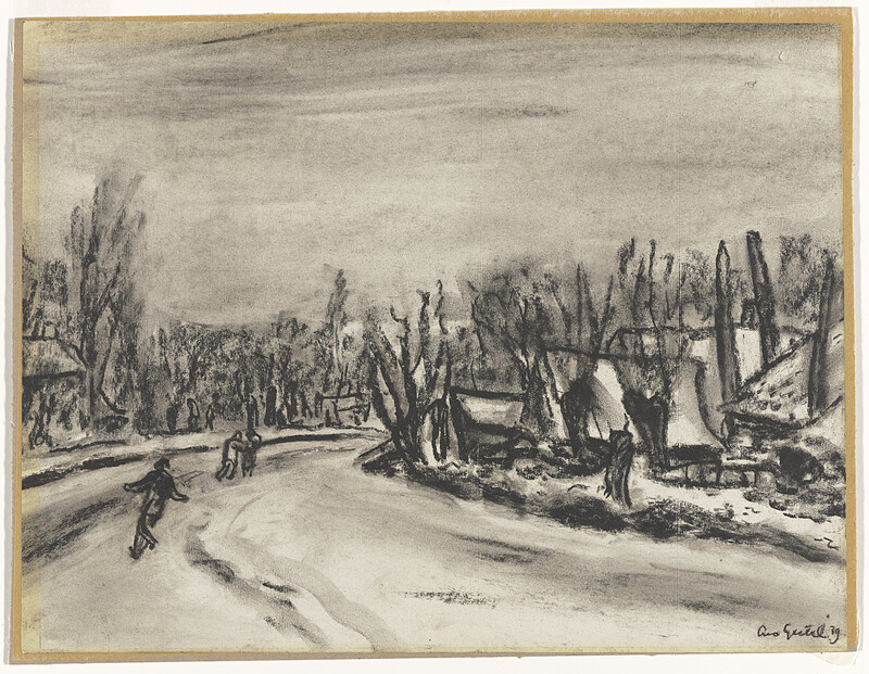[Skaters in Woerden], Leo Gestel, 1939