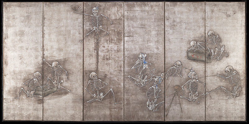 Skeletons at Play [left of a pair], Takeuchi Ryūa, c. 1900–20