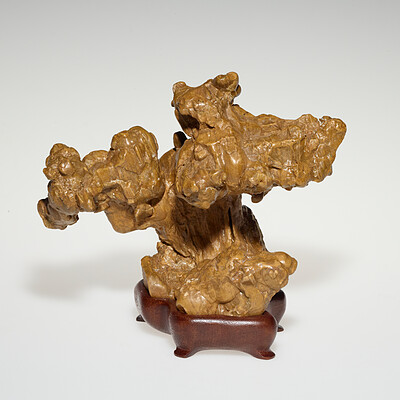 Scholar's rock [Harmonious and balanced], Daiza (base) made by Sean Smith, 20th–21st century