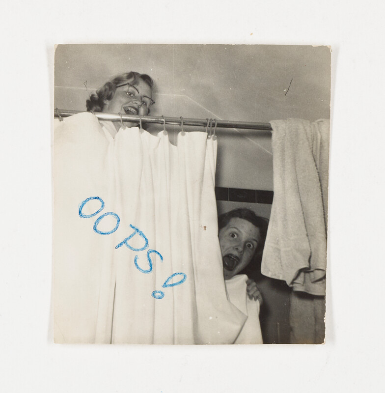 [Oops! snapshot in bathroom], c. 1955