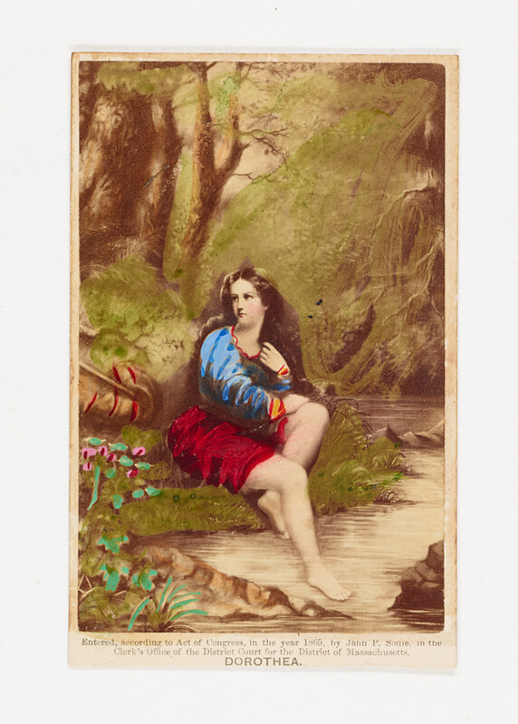 [Seated woman near a wooded stream], John P. Soule, 1865