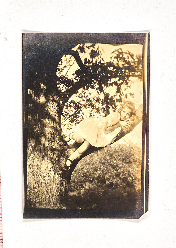 [Girl reclining on tree limb], 1920–30