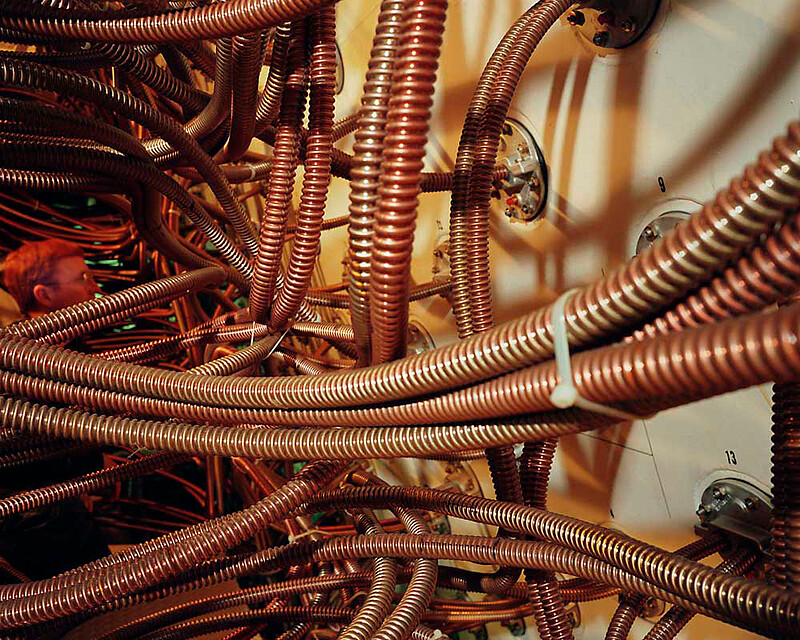 Perimeter Acquisition Radar Characterization System (PARCS) for missile warning, wiring for multiple radar elements, Cavalier, North Dakota, Paul Shambroom, 1995