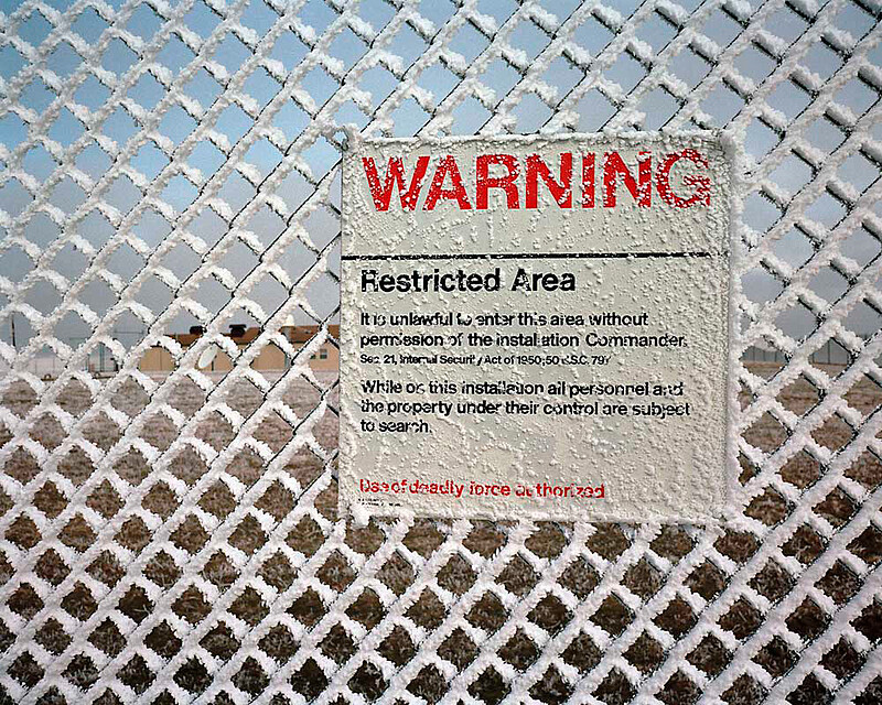 Warning sign, missile Launch Control Facility, Ellsworth Air Force Base, South Dakota, Paul Shambroom, 1992
