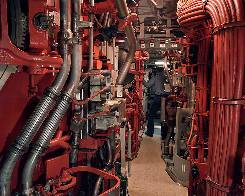 Trident submarine missile tubes, second level, USS Alaska, Naval Submarine Base Bangor, Washington, Paul Shambroom, 1992