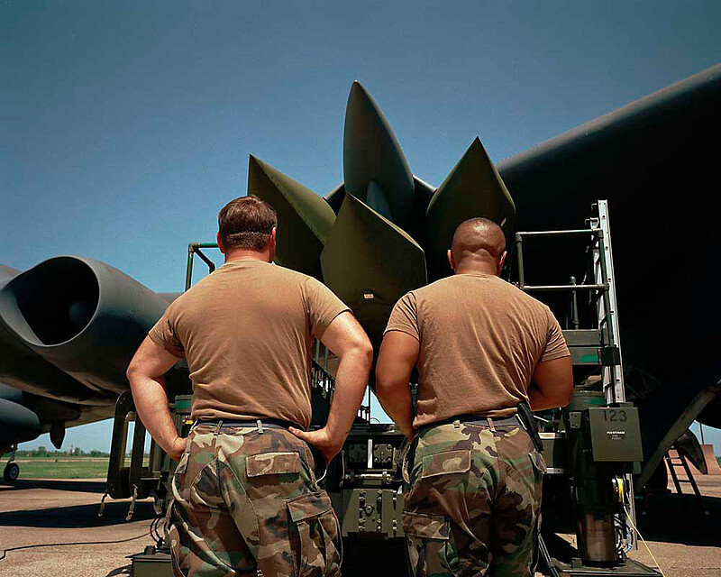 Uploading Advanced Cruise Missiles (ACM) on B-52H Stratofortress bomber, Barksdale Air Force Base, Louisiana, Paul Shambroom, 1995