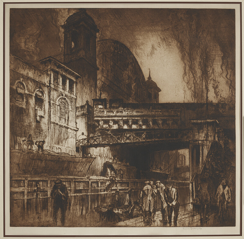 Cannon Street Station, Exterior, Frank William Brangwyn, 1911