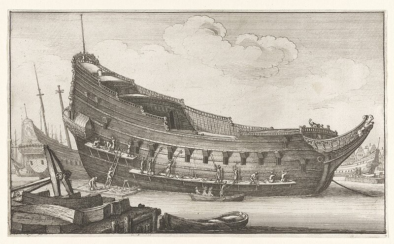 Fitting out a hull, Wenceslaus Hollar, 1647