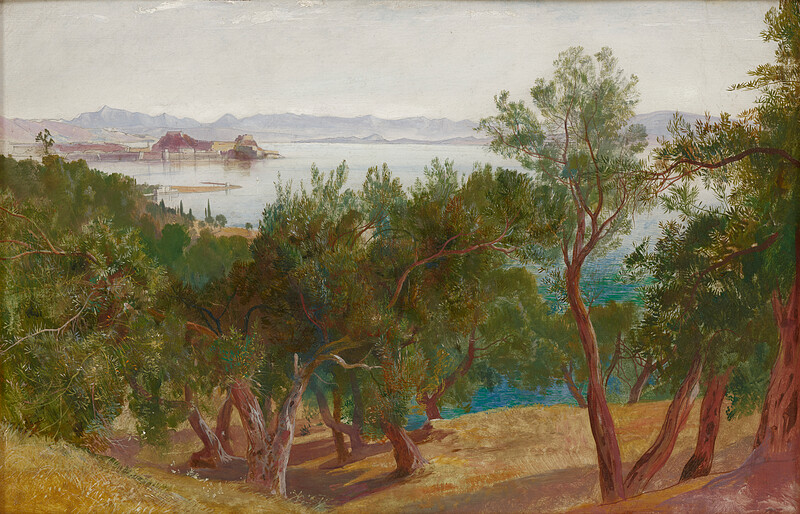 Corfu, a View from Above the Village of Ascension, Edward Lear, 1856