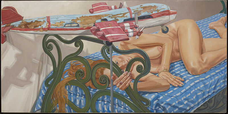 Model on Cast Iron Bed with Weathervane Airplane, #1, Philip Pearlstein, 2004